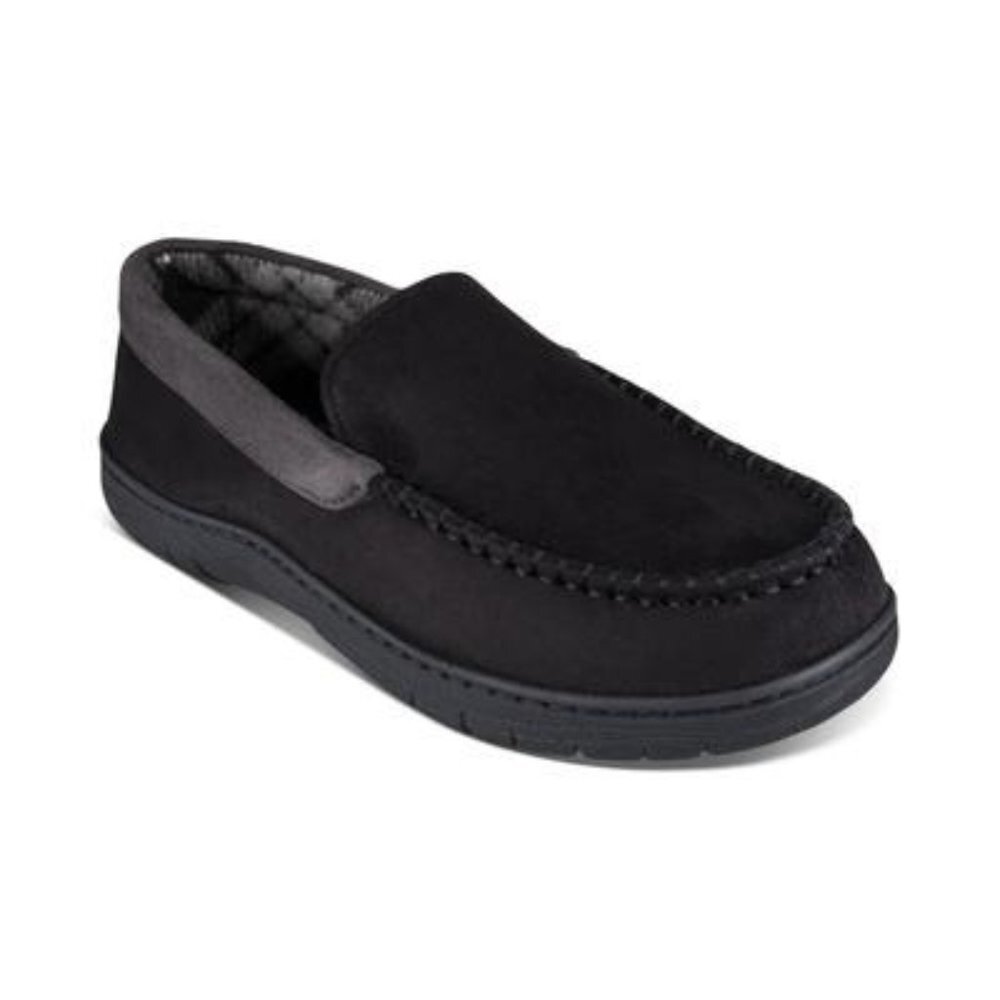 Haggar Men's Faux-Suede Fleece-Lined Venetian House Slippers, Size M, NWB